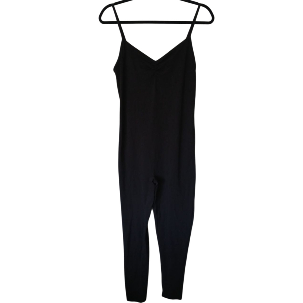 Forever 21 NWT Solid Black Form Fitting Tight Spaghetti Strap Jumpsuit Size 1X